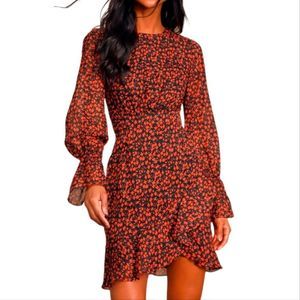 Lulus Kiama floral print ruffled long sleeve dress
